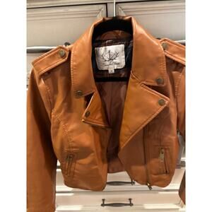 Nordstrom NWT Womens‎ Faux Leather Fall Motorcycle Jacket Brown Size M